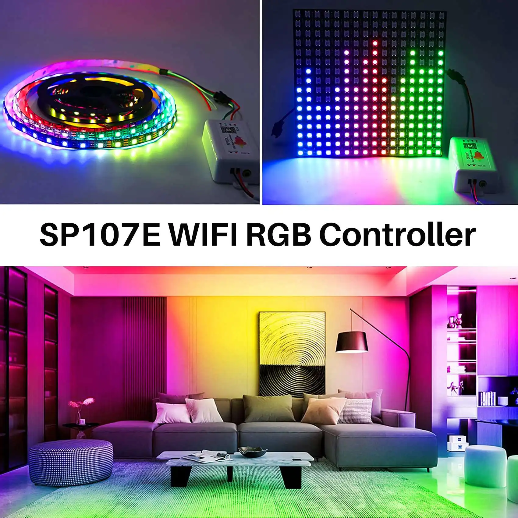 

WIFI RGB SP107E Pixel IC SPI Музыкальный Bluetooth-контроллер для WS2812 SK6812 SK9822 RGBW APA102 LPD8806 Strip DC5-24V HOT