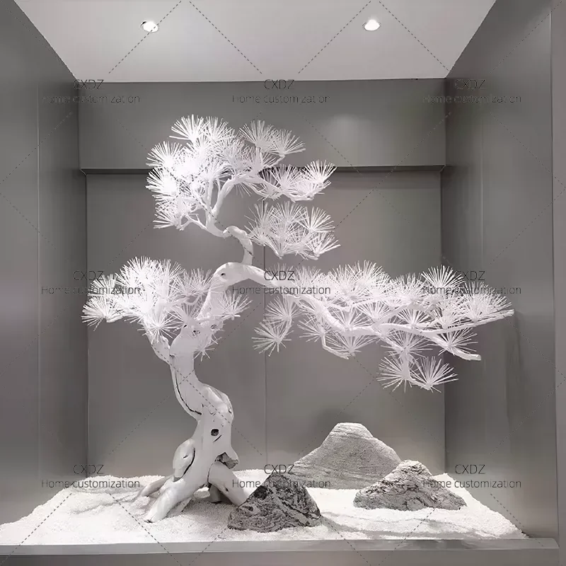 White Simulated Pine Tree Landscape Ornament New Chinese Style Dead Wood Branches Decoration Fake Welcome Pine for Home