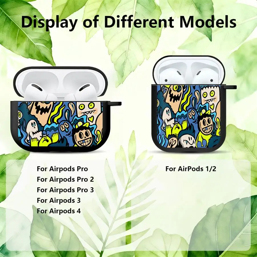 Earphone Cases Cover Case For Airpods Pro Pro2 1 2 3 Pro3 4 Cartoon Graffiti Monster view 2
