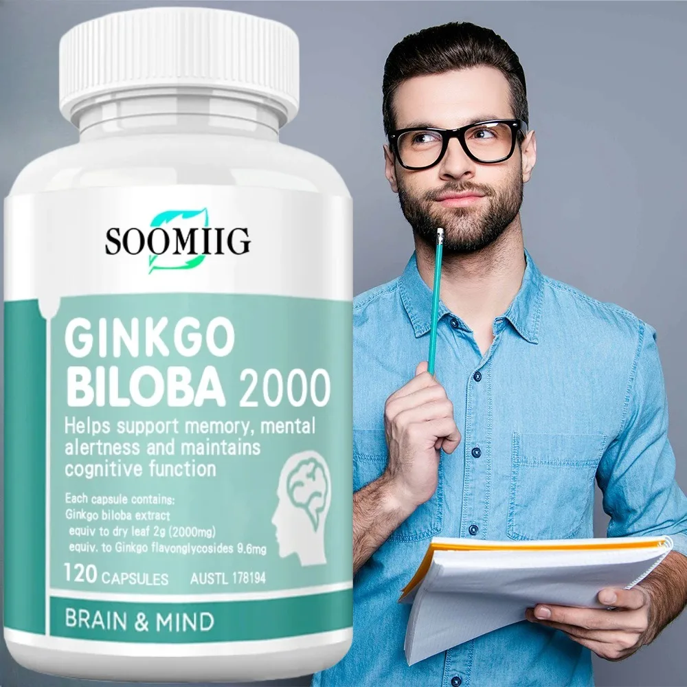 Ginkgo Biloba Capsules - Brain Supplement, Memory Support Supplement, Brain Function, Focus, Concentration