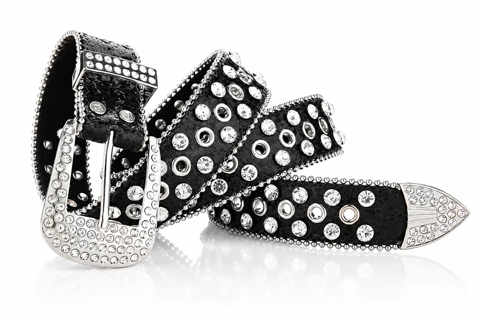 Leather Rhinestone Belt Shiny Pu Belt Full Rhinestone Belt Multiple Colors Available For Women Friend Gatherings Short Skirts