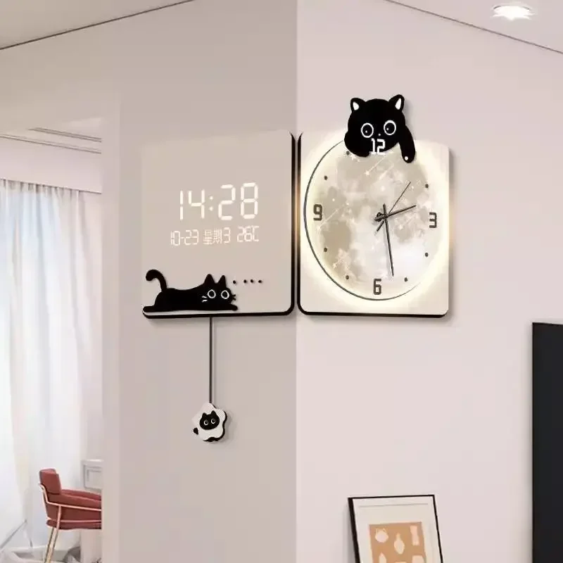 Modern Corner Wall Clock Large Interior Wall Clock Led Digital Watch Luxury Living Room Decorations Home Decoration Accessories