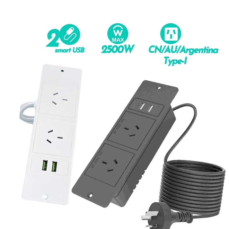 

FUNAYA AU CN Built-in Table Socket with USB Australian NZ Plug Extension Embedded Desktop Furniture Power Countertop Sockets
