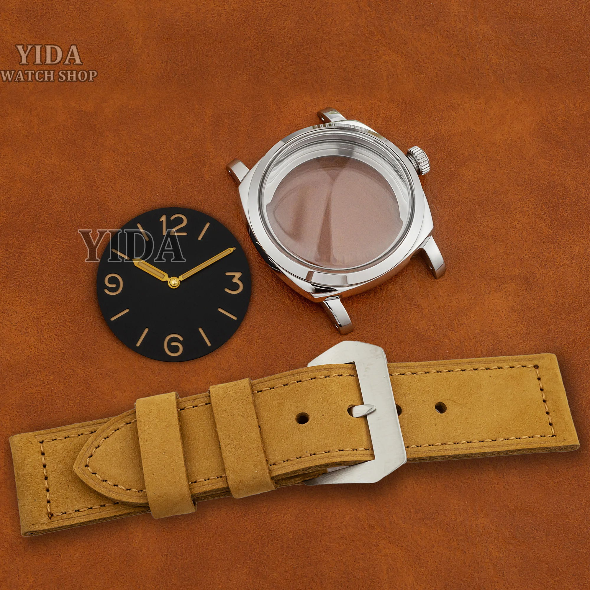 47MM Case Genuine Leather Strap Green Luminous Dial Hands 10ATM Waterproof For PAM Vintage 6152 ETA 6497/6498 ST3600 Movement