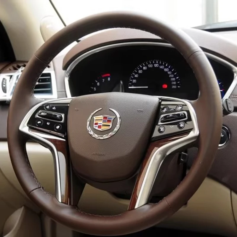 

Hand Stitched brown Genuine Leather Car Steering Wheel Cover for Cadillac SRX XTS 2013-2017 Escalade 2015-2020