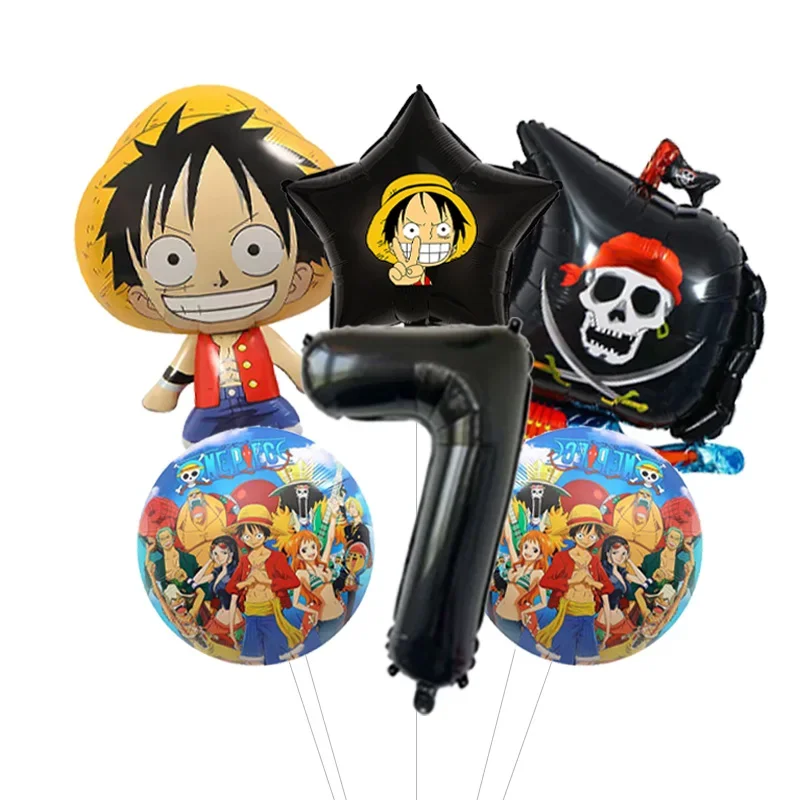Jungen Anime Geburtstags-Ballonpaket One Piece Luffy Folienballon mit Konfetti Latex-Bündel für Heimparty – Detail 8