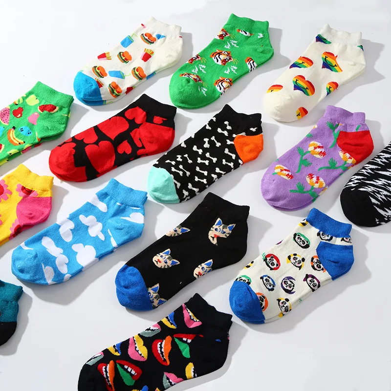 Fashion Colorful  Happy Socks Men Cotton Boat woman Socks Interest Funny Originality Series Harajuku Ankle Sock Ankle Socks