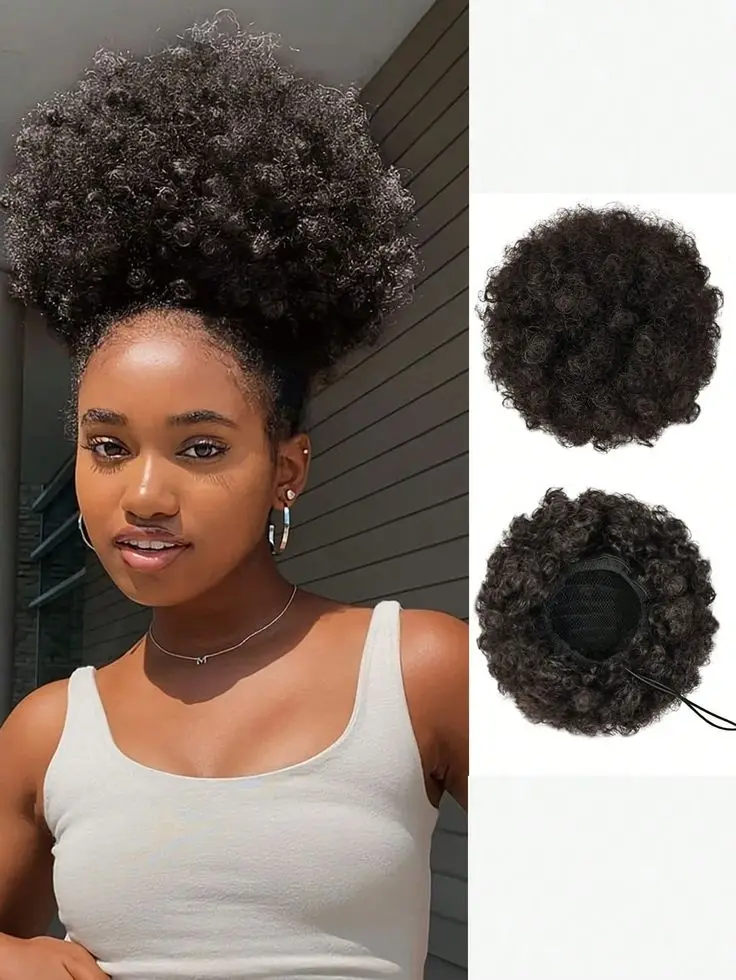 

Синтетический пучок для волос 120 г, большой размер, на 4 заколках, кудрявый, афро-пучок для наращивания волос