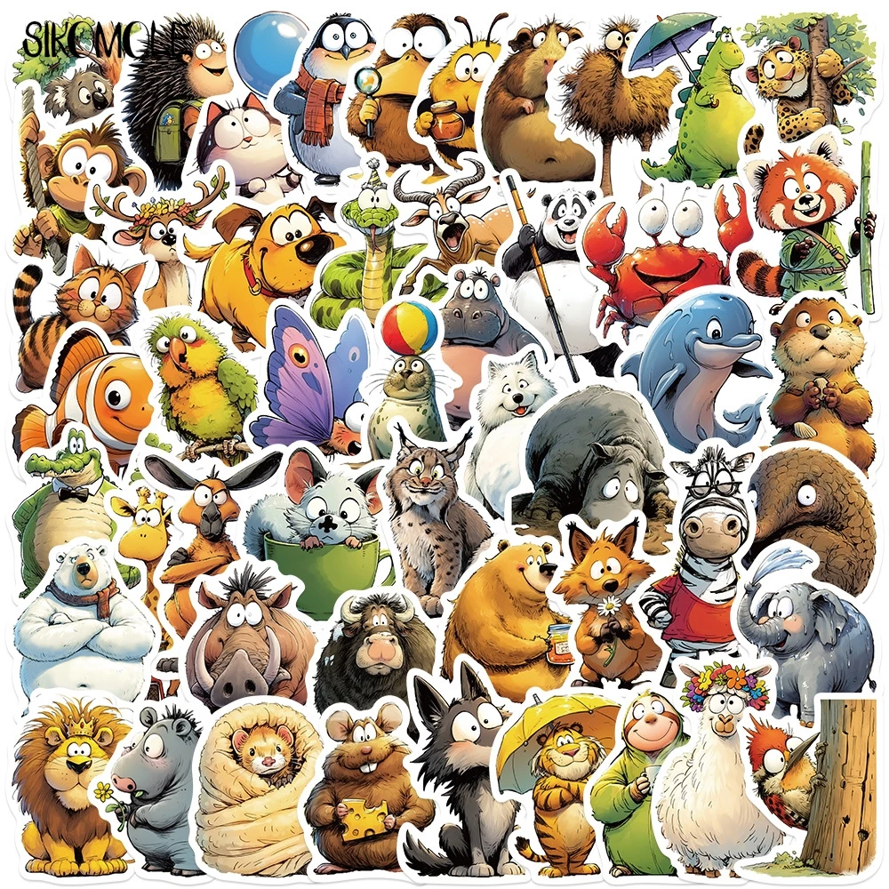 10/30/50PCS Funny Cartoon Animals MEME PVC Stickers Aesthetic DIY Decoration Toy Kid Travel Luggage Decal Graffiti Sticker Pack