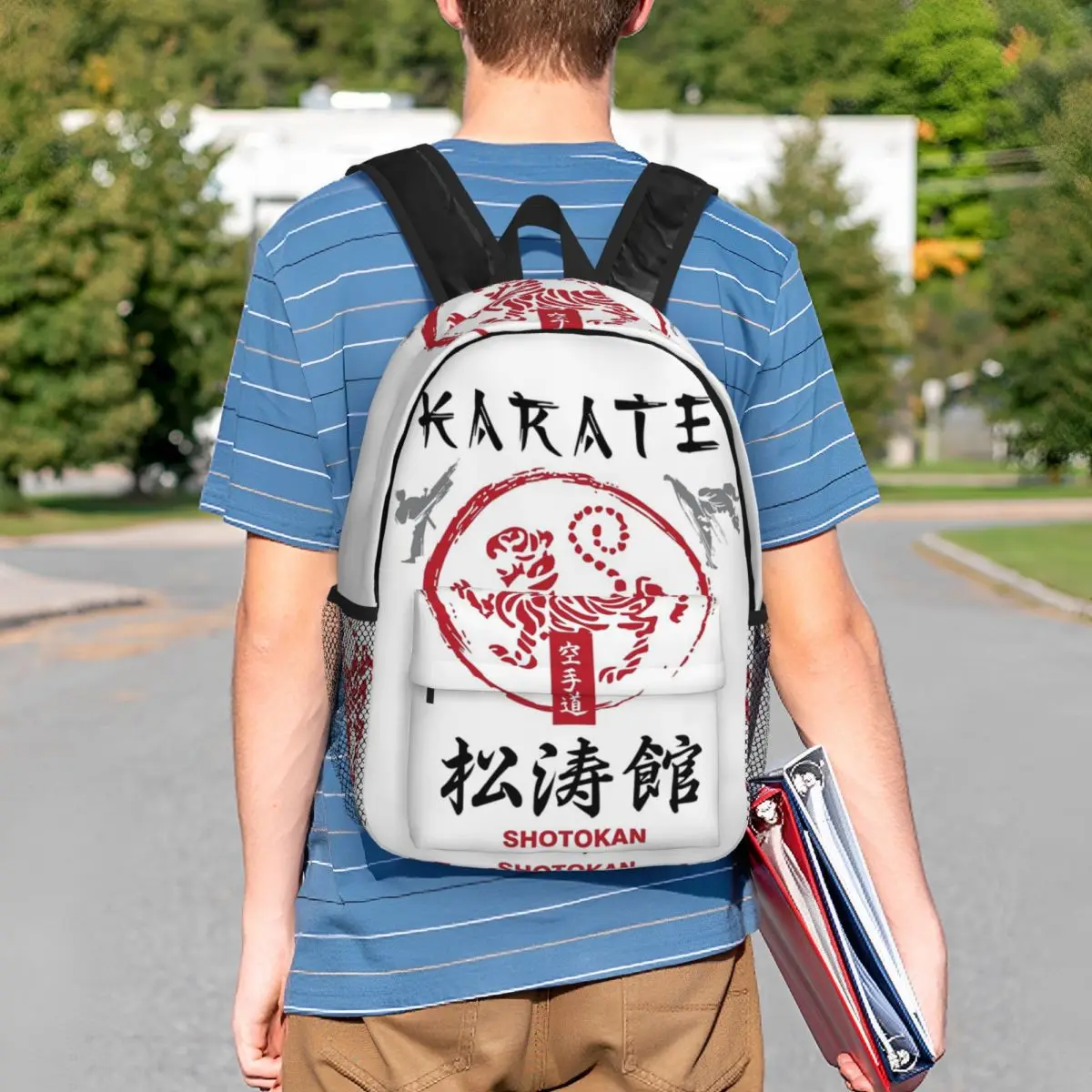 Shotokan Karate Symbol And Kanji White Text Backpack Student Boys Girls BookBag Men Women School Bag Laptop Shoulder Bags