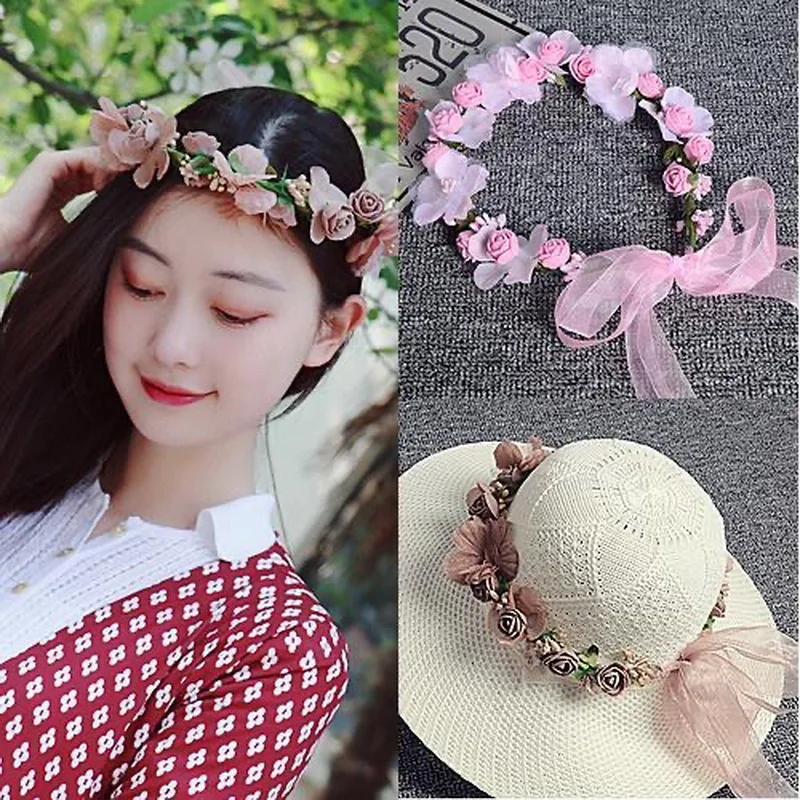 Flower Headbands For Girls Flower Hair Wreath Women Wedding Floral Crowns Princess Party Dance Hairband Flower Girls Headpiece