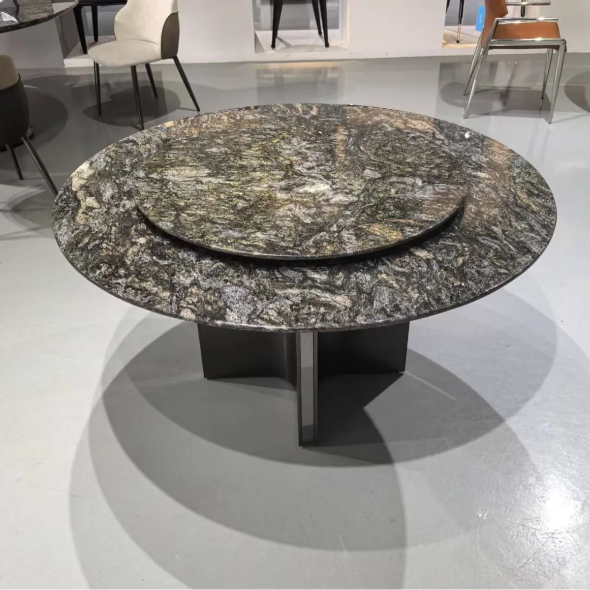Platinum diamond natural luxury stone round table dining table light luxury minimalist series marble round dining table