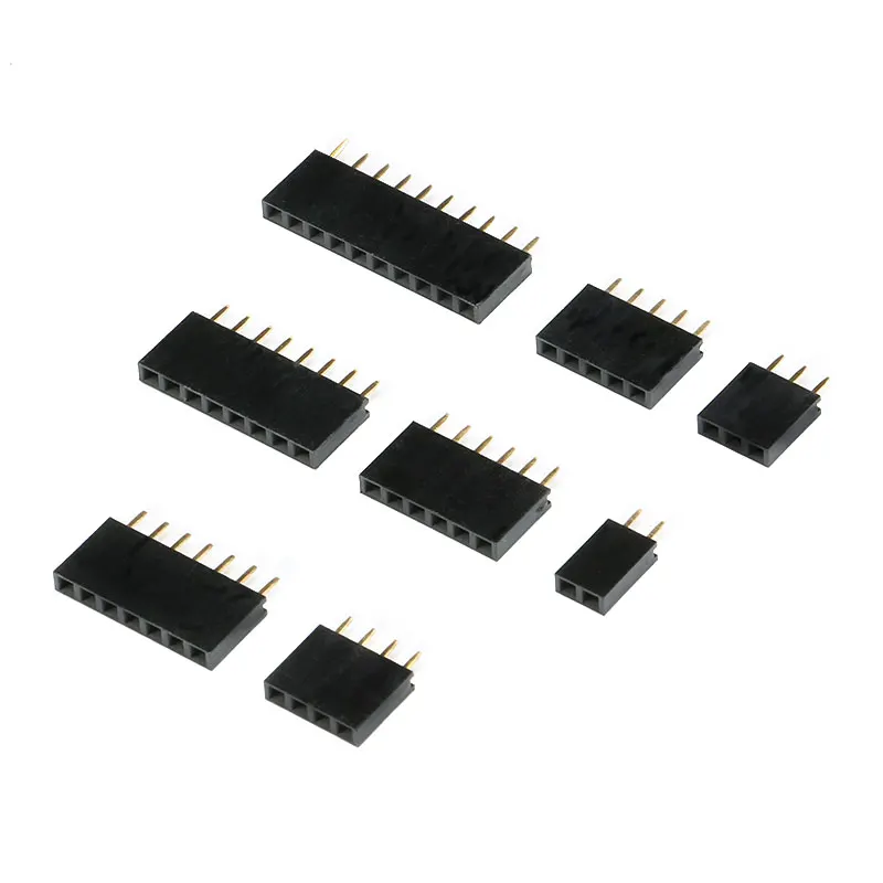 2~40P 2.54mm Pitch Single Row Female PCB socket Board Pin Header Connector Strip Pinheader 2/3/4/6/10/12/16/20/40Pin For Arduino
