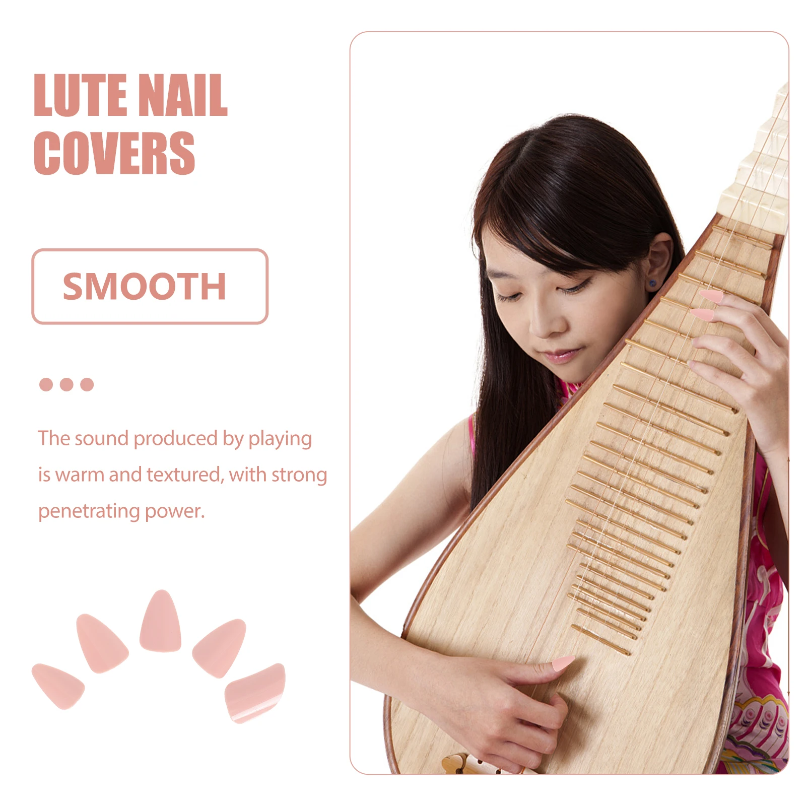 5 個のリュートネイルプロテクター 弦楽器演奏用プレミアムフェイクネイル 暖かい音 中程度の硬度 指先保護