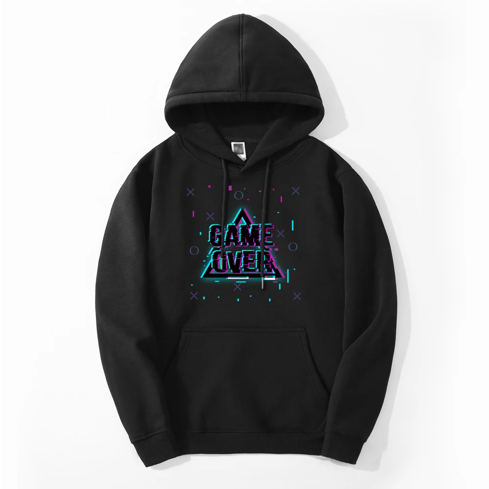 

Game Over Printing Vaporwave Style Cool Autumn Men Fleece Breathable Hoodie Sweatshirts Fleece Fitness Sweatshirts Casual Hoodie