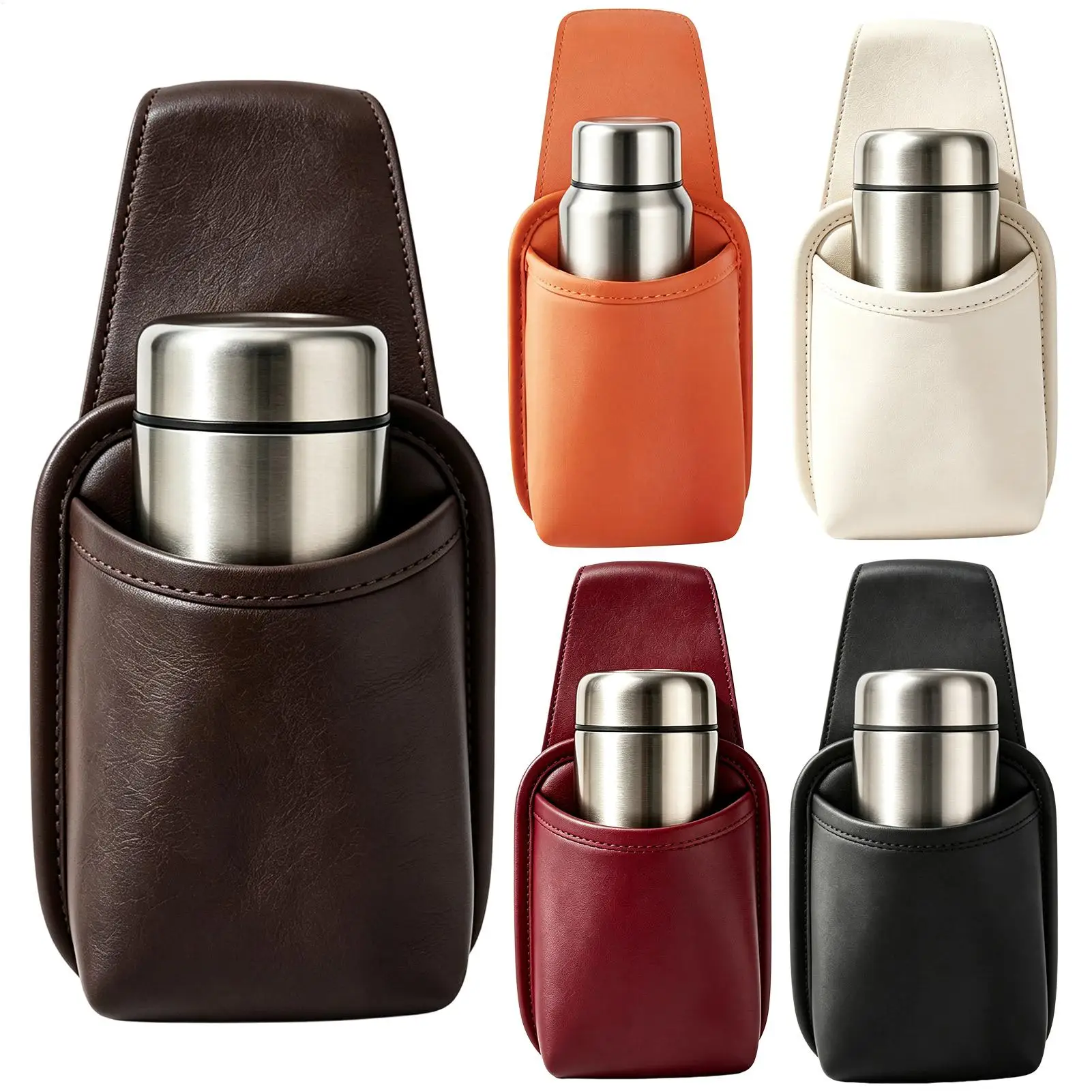 PU Car Door Cup Holder Multifunctional Adhesive Storage Pocket Auto Door Mount Drink Bottle Holder Phone Sundries Storage Bag