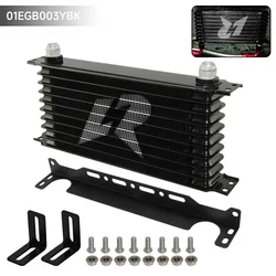 LINESRACING AN10 10Row Aluminum Oil cooler W/ 262mm Mounting Bracket Kit Trust Type Black/Blue