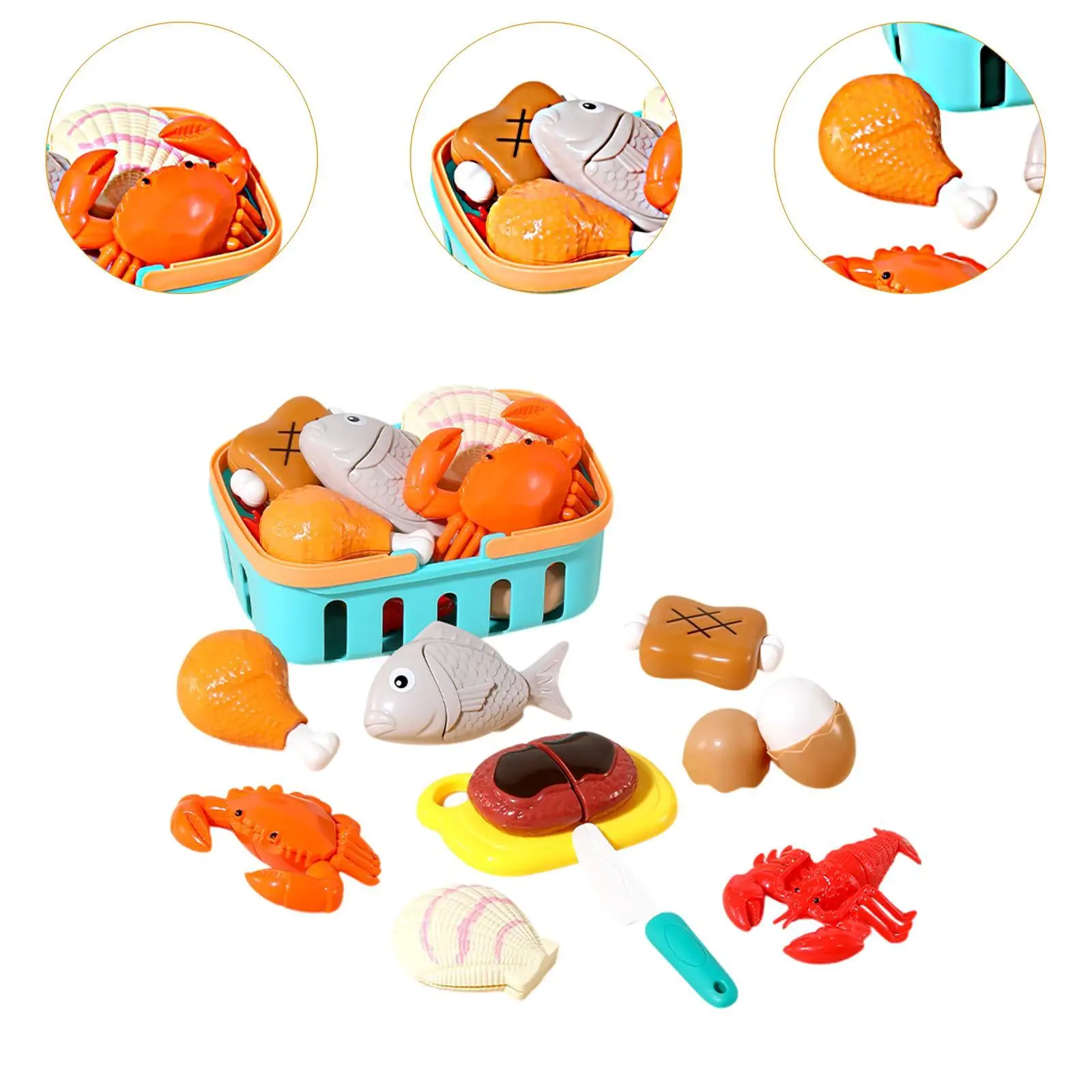 Corte de brinquedos de comida, jogos educativos, suprimentos leves com cor de cesta