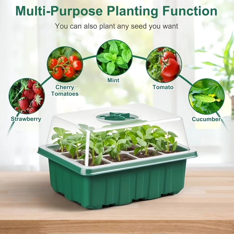 2/5/10pcs heavy-duty seed starter tray, used for ventilation hoods and drainage holes of vegetable, flower, and herb seeds