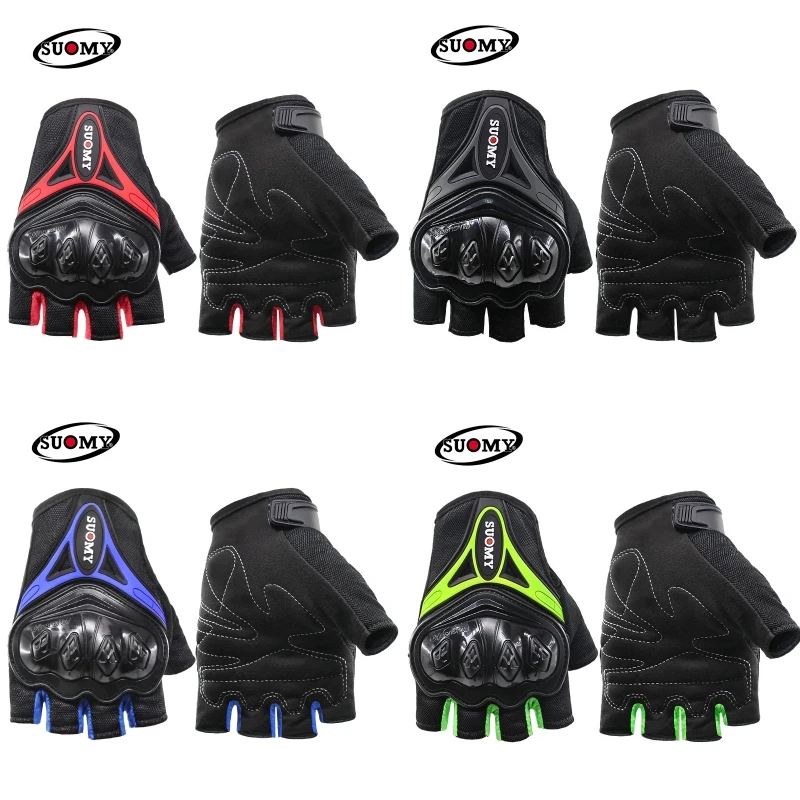 

SU0MY Summer Half Finger Gloves Off-Road Hard Shell Protective Breathable Riding Half Finger Gloves