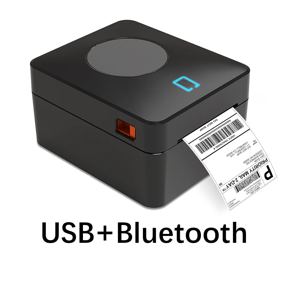 Thermo etiketten drucker, Bluetooth/USB 4x6 Versand etiketten drucker für Versand pakete, Unterstützung Windows/Mac/iOS/Android Schwarz