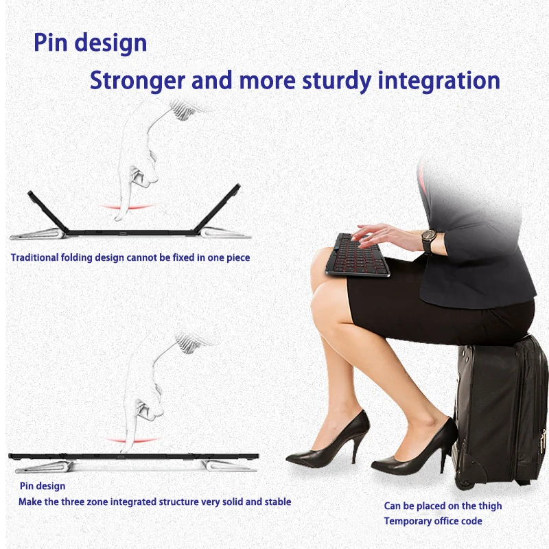 لوحة مفاتيح لاسلكية صغيرة محمولة قابلة للطي لأجهزة IOS IPad Android Windows Tablets الذكية لوحة مفاتيح بلوتوث قابلة للطي