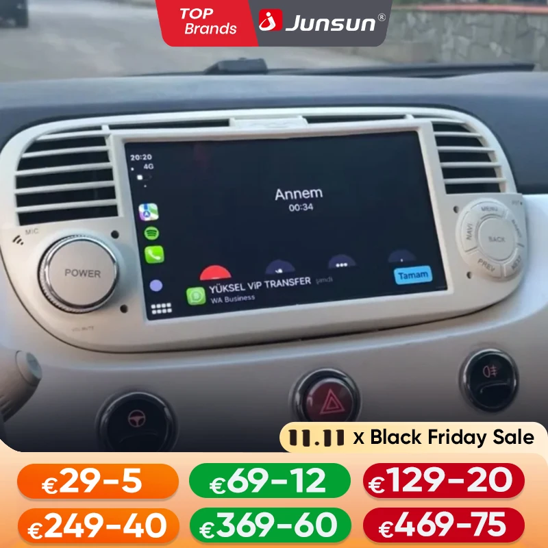 Junsun Android Radio Autoradio For FIAT 500 Abarth 2007-2015 Car Intelligent Systems for Apple Carplay Multimedia GPS RDS WIFI
