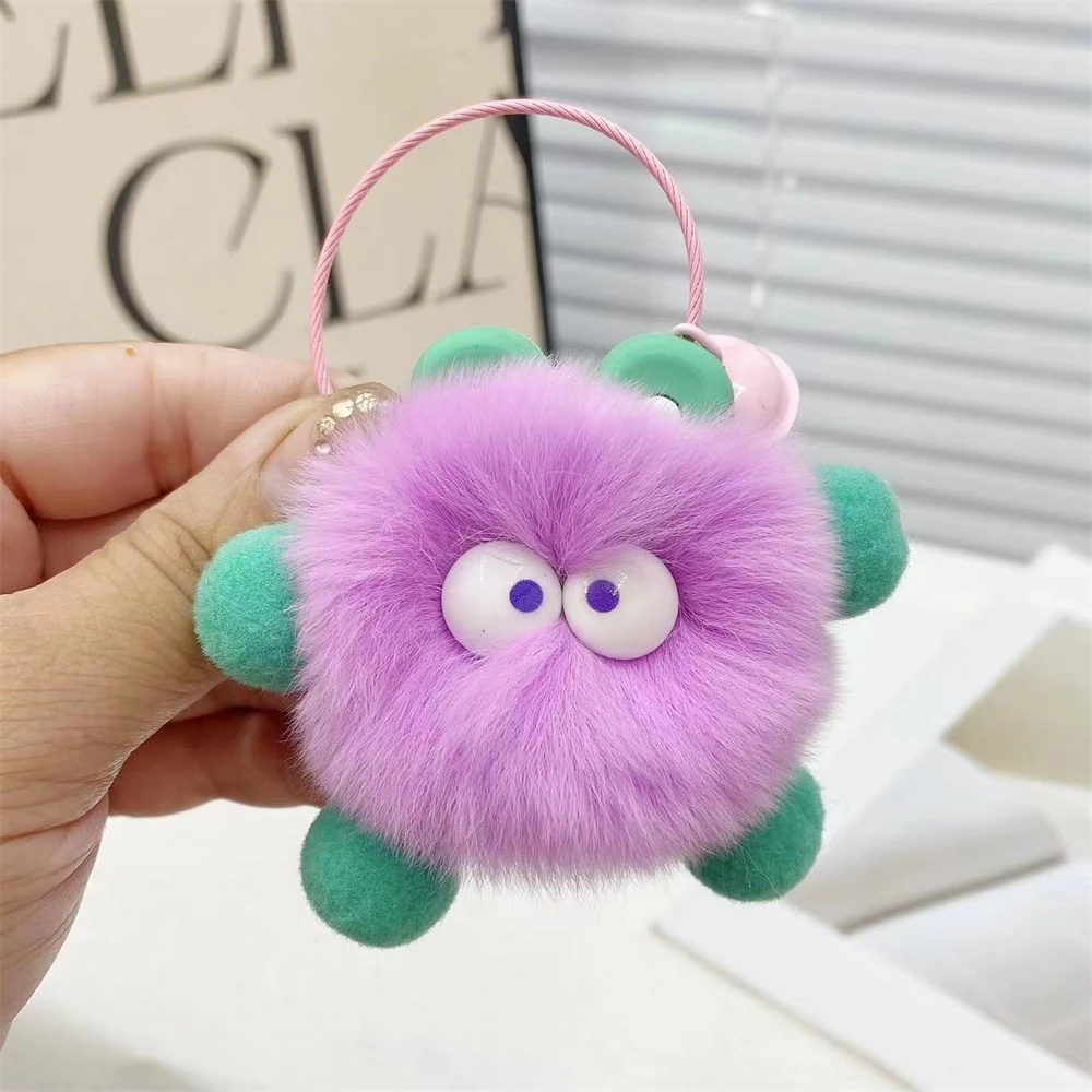 Cartoon Plush Keychain, bonito boneca pingente, acessórios decorativos chave, sem perda de cabelo, alta qualidade