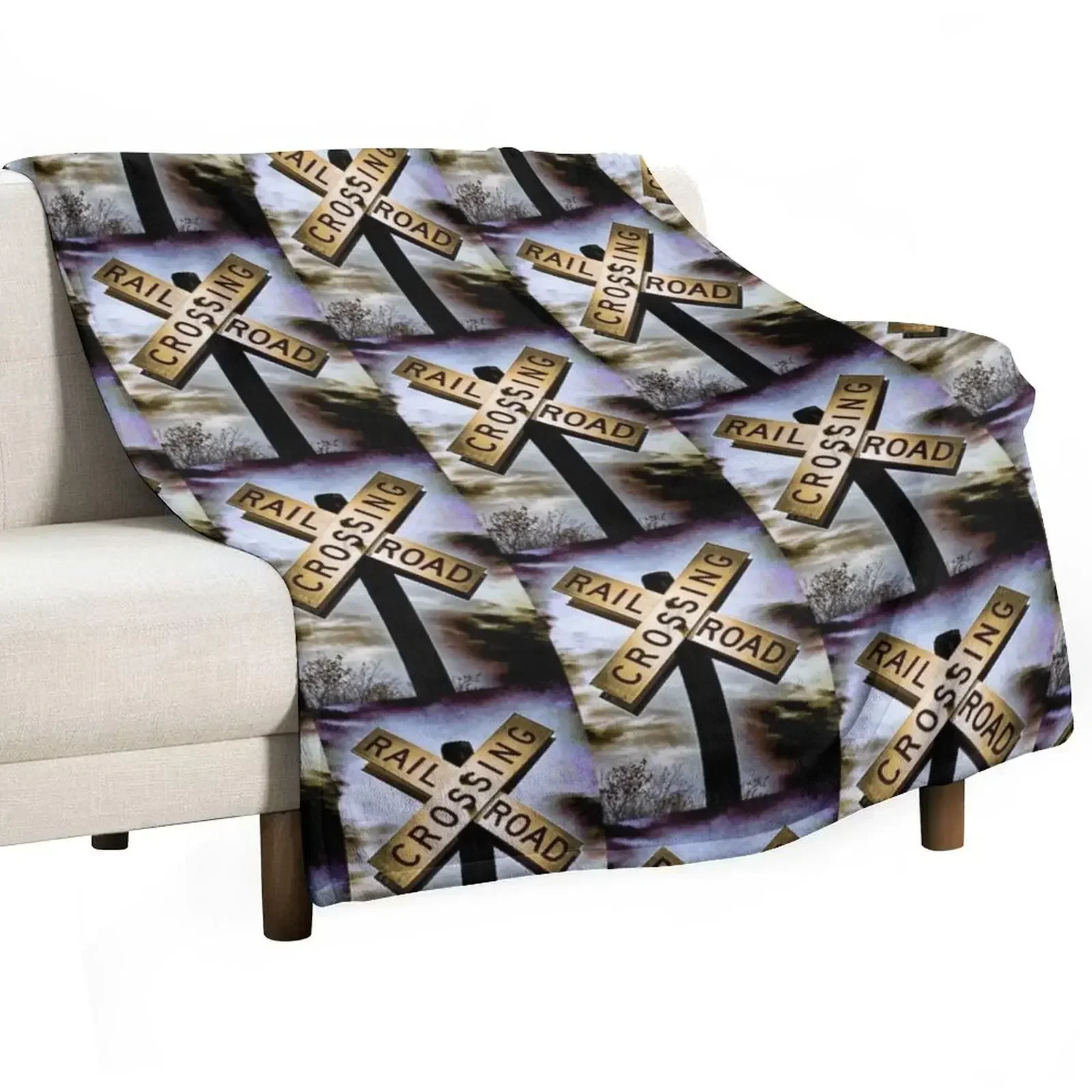 Railroad Crossing USA Throw Blanket Single Bed halloween Luxury St Soft Plaid Thermal Blankets