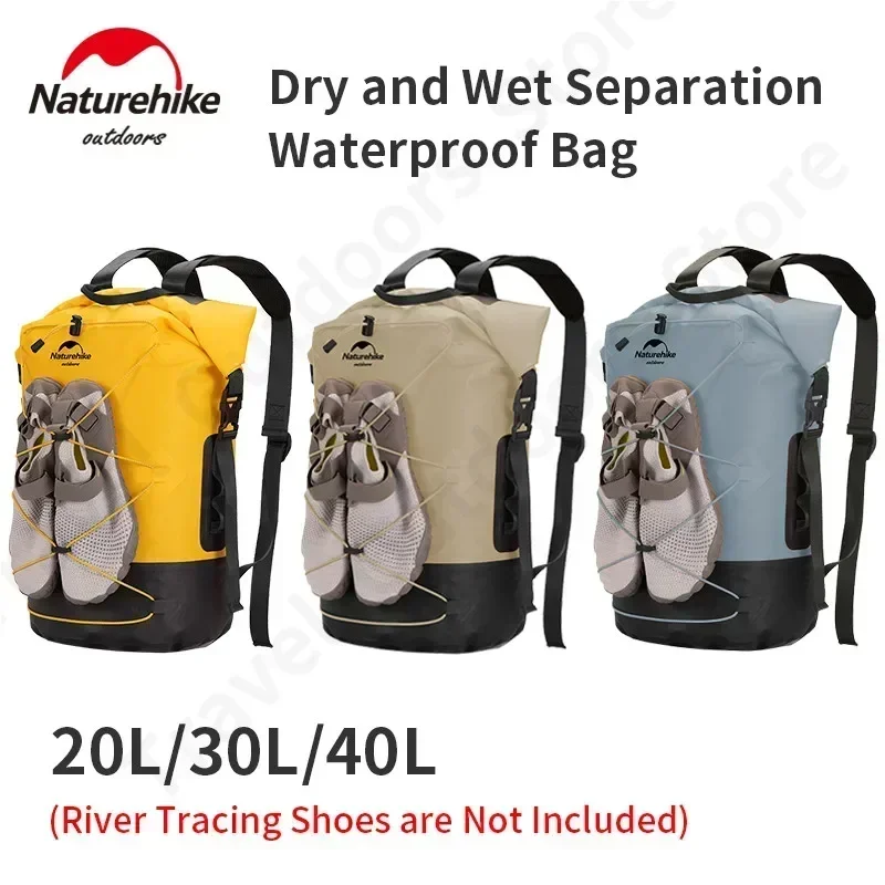 

Naturehike Backpack Waterproof Rucksack Dry Wet Separation Bag for Outdoor Travel Camping 20/30/40 L Lightweight 430g IPX6 TPU