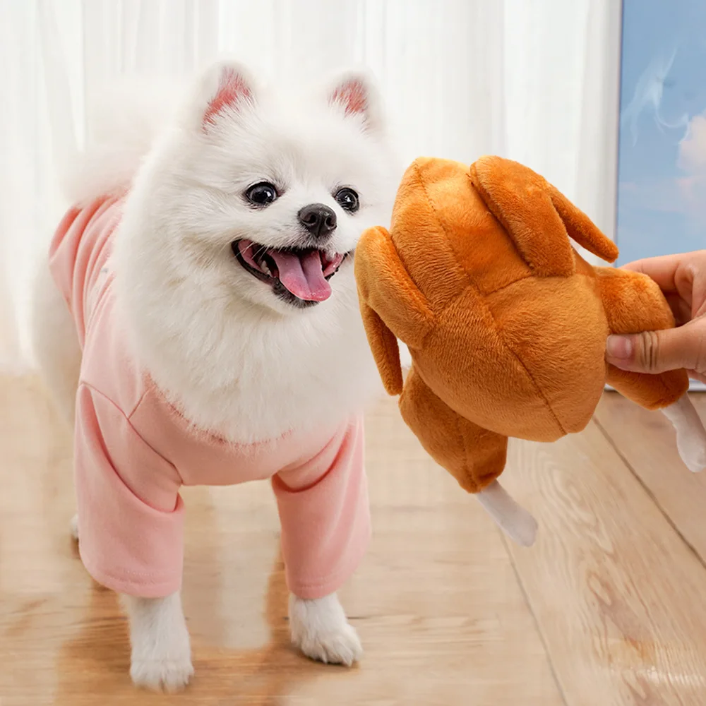 

Dog Toys Plush Chew Toy Funny Turkey Shape Squeaky Puppy Training Interactive Toy Bite-Resistant Pet Supplies