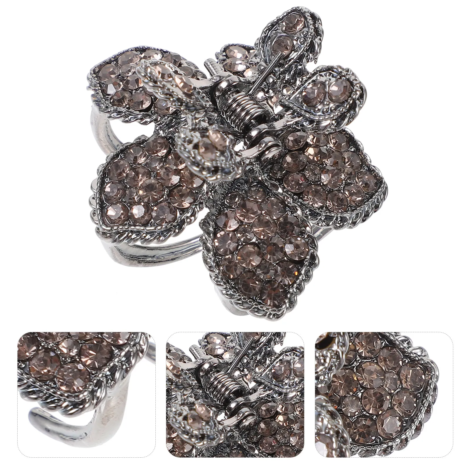 

Ponytail Holder Flower Rhinestone Hair Clip Bun Maker for Women Girls Sparkling Elegant Updo Hair Styling Accessory