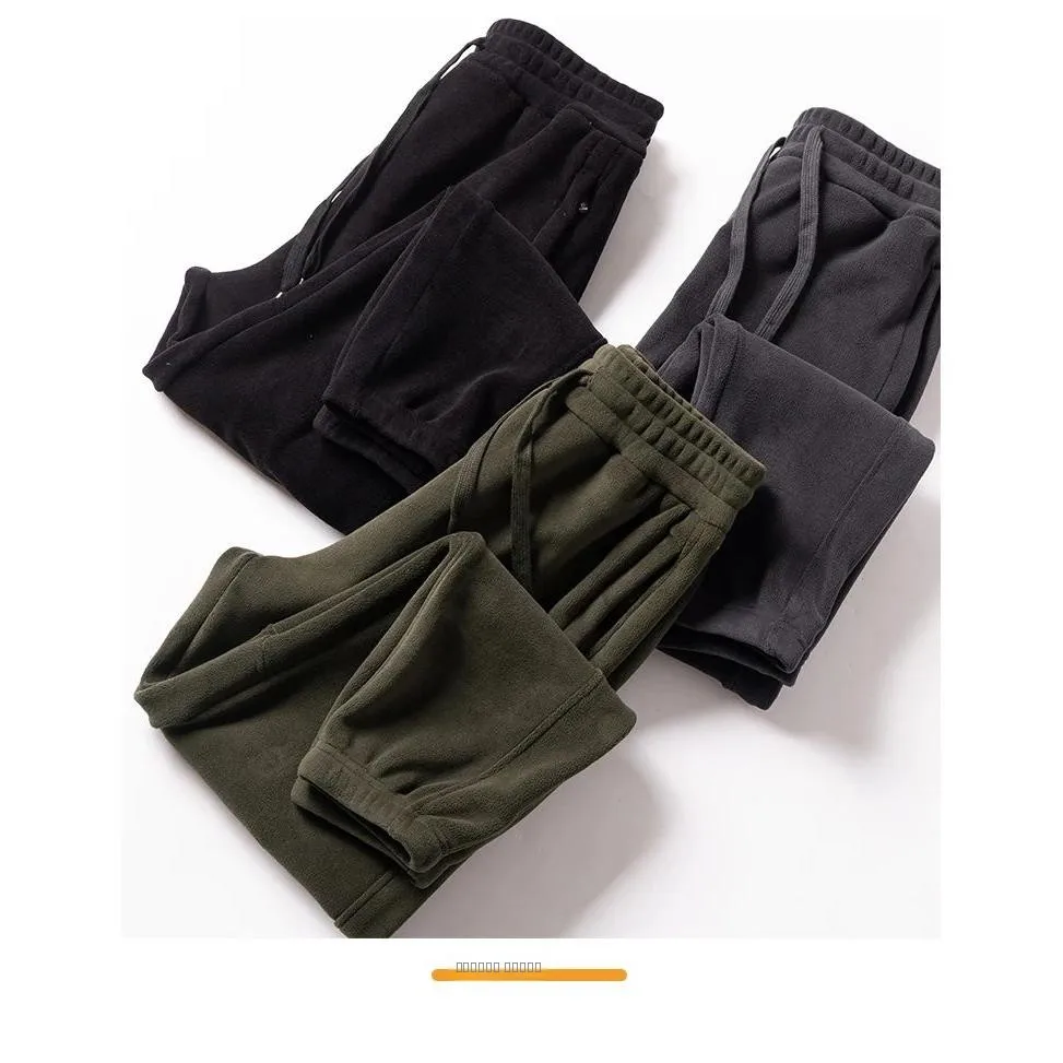 

Autumn Winter 2024 New WMXZ Men's Casual Long Pants Double-sided Fleece Elastic Waist 3D Mosaic Splicing Loose Fit Youth Trend