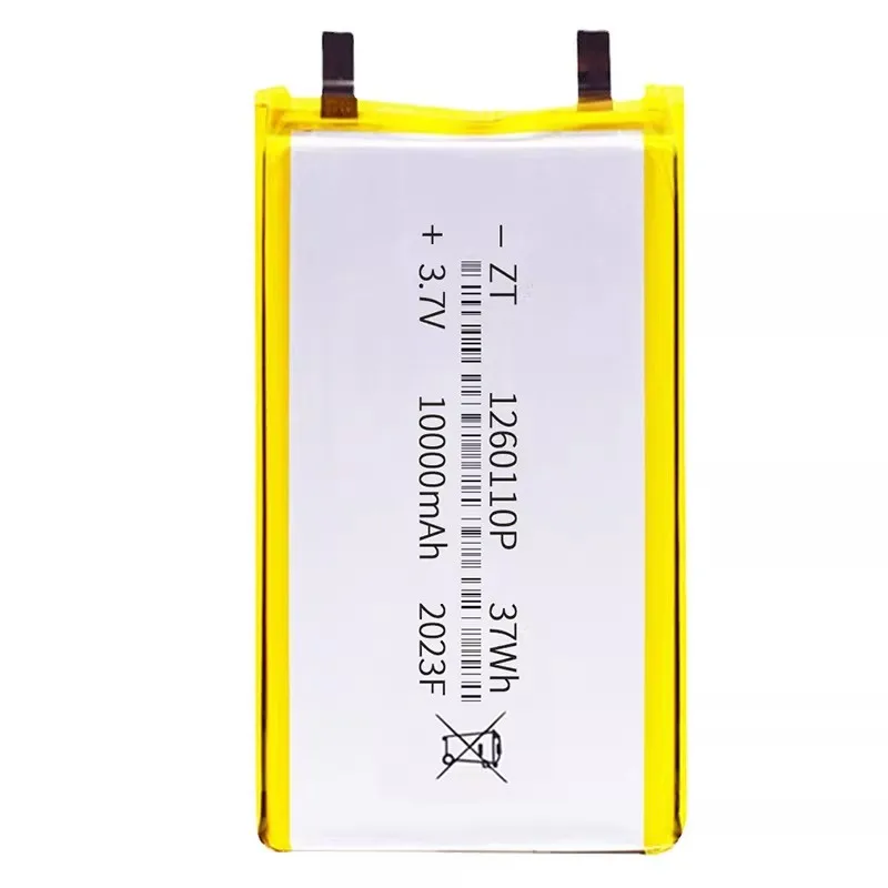High-Capacity 10AH 3.7V 1260110 Li-Polymer Rechargeable battery for POWER BANK GPS Table E-book Batteries A-grade battery cell