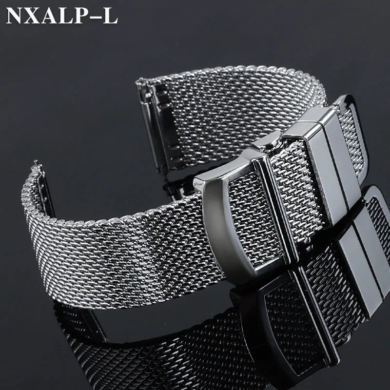 سوار ساعة ميلاني شبكي من الفولاذ المقاوم للصدأ ، سوار معصم لـ IWC ، بورتوفينو برتغالي للطيار ، أوميجا ، 20 ، 22