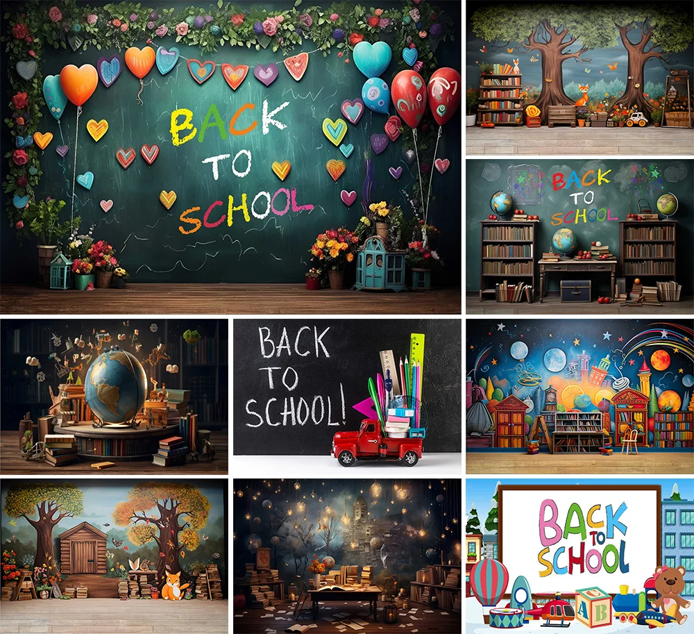 Mehofond Photography Background Back To School Blackboard Book Kid Birthday Party Cake Smash Portrait Decor Backdrop Photo Studi