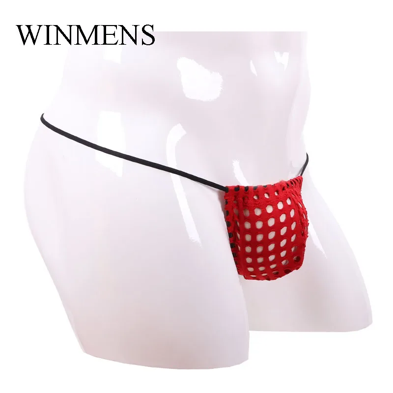 Gay Sissy Erotic Penis Pouch Sheer Cut-outs Fishnet Men's Dick Bag See Through Adult Private G Strings Underwear Mini Panties image 3