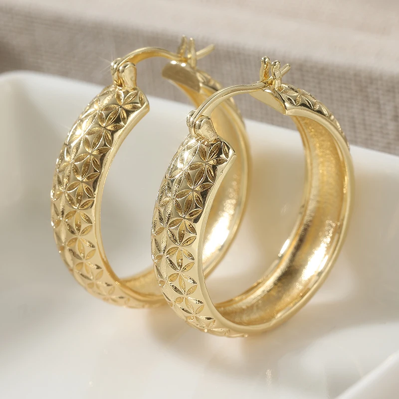 Classic Gold Color Hoop Earrings For Women Creativity Metal 