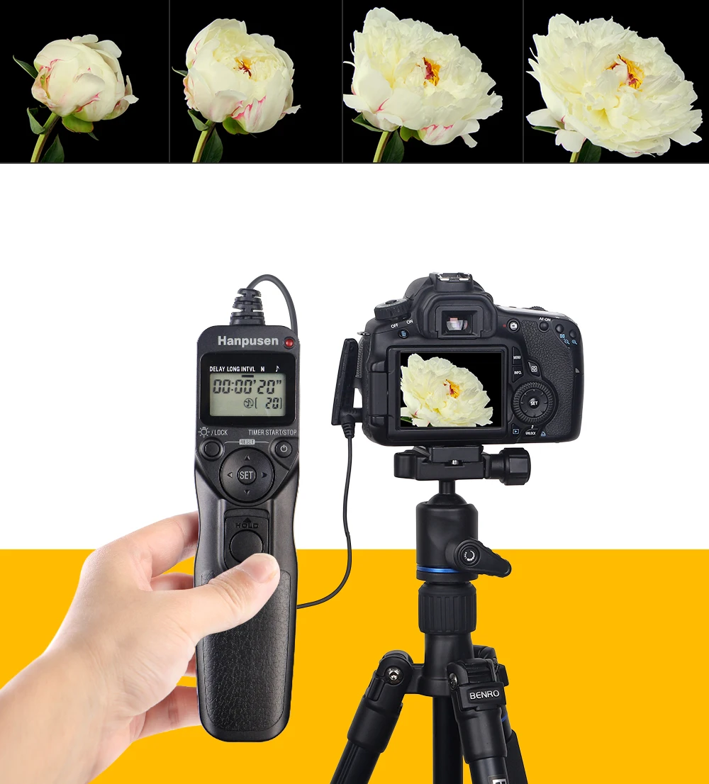 Hanpusen TR90 Kamera Zeitraffer-Intervallometer LCD-Timer Fernbedienung für ausgewählte Canon Nikon Sony Fujifilm Olympus Pentax Kameras – Detail 6