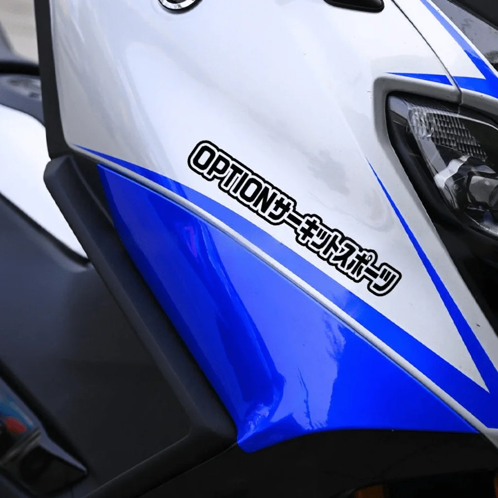 JDM OPTION Matte Sticker for Motorcycle Fairing,Helmet,Tank,Scooter,Bike,Window,Bumper