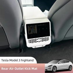 Rear Air Outlet Kick Mat for Tesla Model Y Juniper 3 Highland Armrest Protective Cover Rear Screen Protector Frame Interior Acce