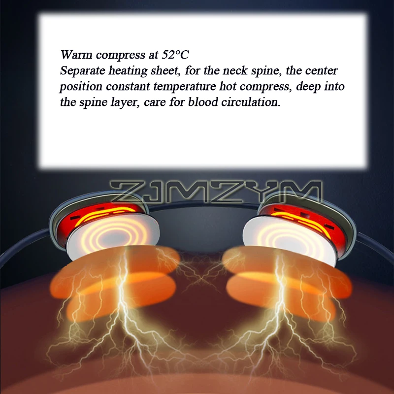 واقي رقبة نبضي تيار دقيق ، 15 ثانية بتوقيت ، متعدد الترس ، قابل للتعديل ، مدلك العمود الفقري العنقي مع شاشة كريستال سائلة