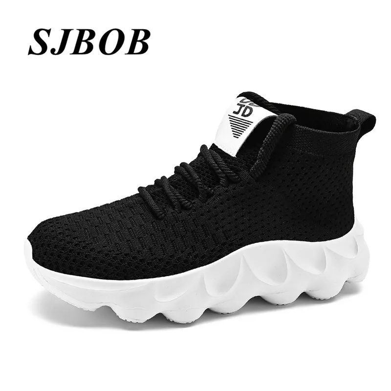 

Hot Sale Black Socks Shoes Men High Top Knit Men's Running Sneakers Light Anti-Slip Platform Sneakers Male Zapatillas De Hombre