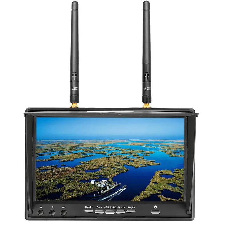 عرض ساخن لعام 2025 LCD5802D 5.8G 40CH 7 بوصة Raceband FPV Moni tor 800x480 مع شاشة فيديو بطارية مدمجة DVR لـ FPV Multicopte