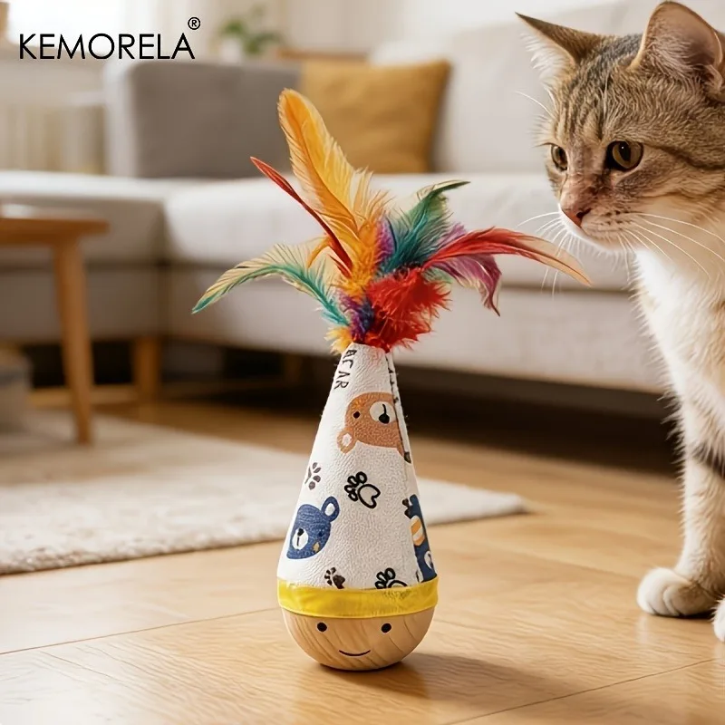 KEMORELA Schaukel-Katzenspielzeug, dynamisches, schüttelndes, interaktives Spiel, speziell für Katzen entwickelt, für unabhängiges Spielen, Haustierspielzeug im Feder-Stil – Detail 8
