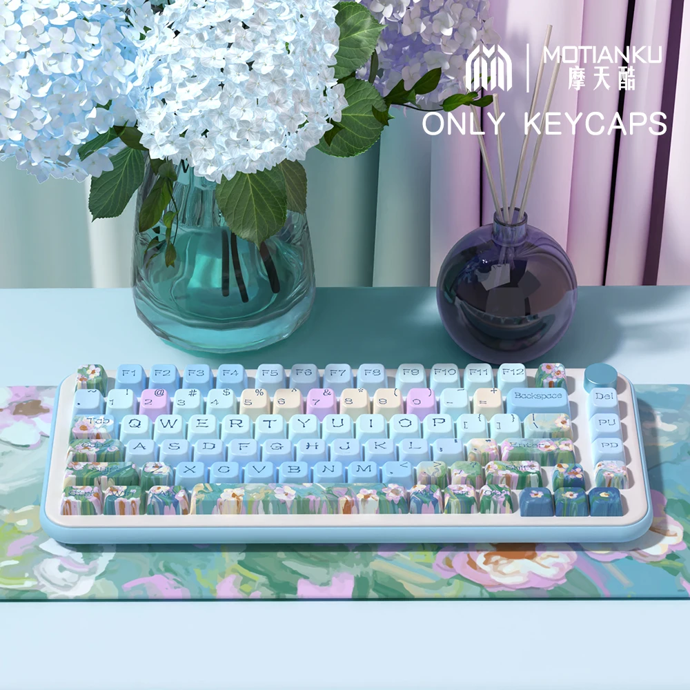 Imagem -02 - Little Daisy Theme Keycaps Perfil Cherry Keycap Personalizado Teclado Mecânico com Chaves 7u e Iso Original