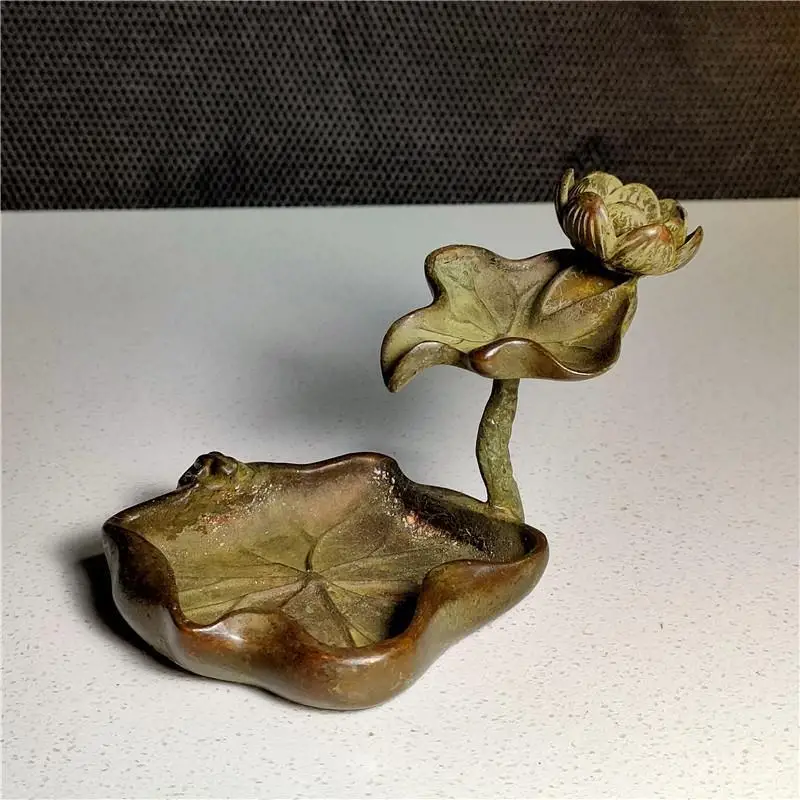 

Vintage Lotus Leaf Backflow Incense Ornament Craft Home Lotus Incense Holder Tea Art Aromatherapy Decoration
