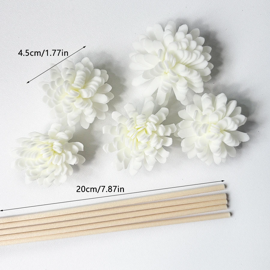 5/20/50pcs aroma diffusing stick and white foam flower combination, aromatherapy flower diffusing stick, fiber stick essential o
