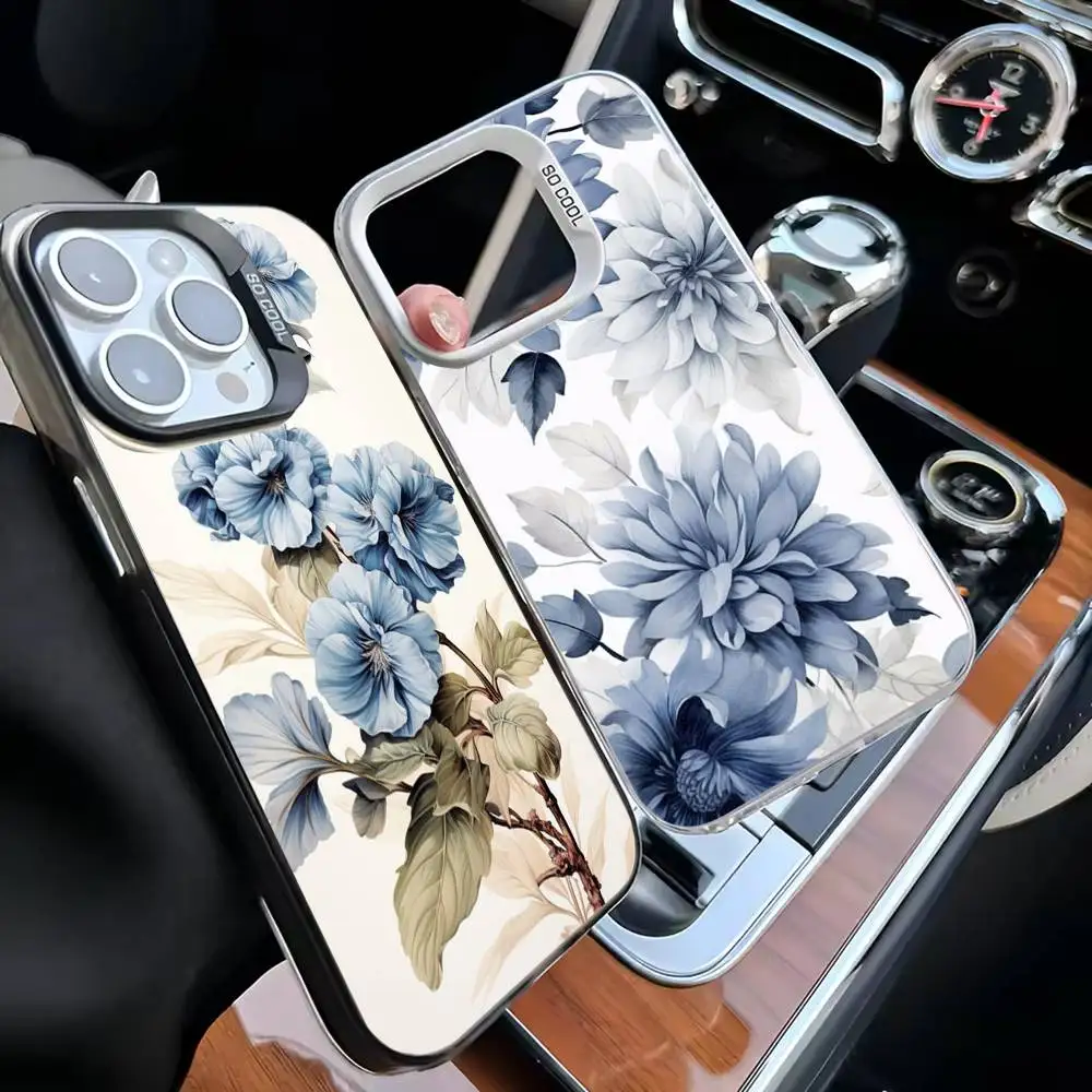 

Delicate Vintage Flowers Phone Case For iPhone 16,15,14,13,12,11,Mini,Pro,MAX Black Matte Shockproof Cover