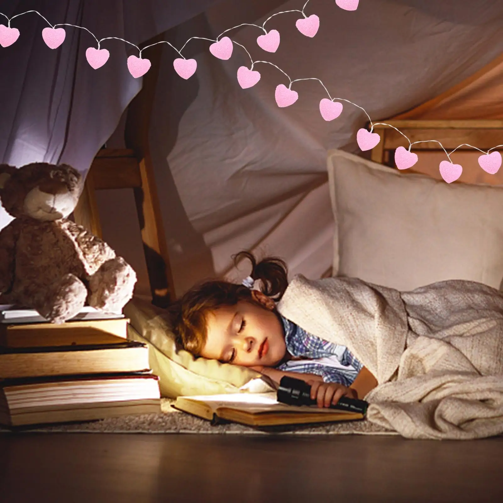 Heart Shaped Light String Decorative Heart String Light Lovely Heart String Light Lamp String Prop Decorative Lamp String